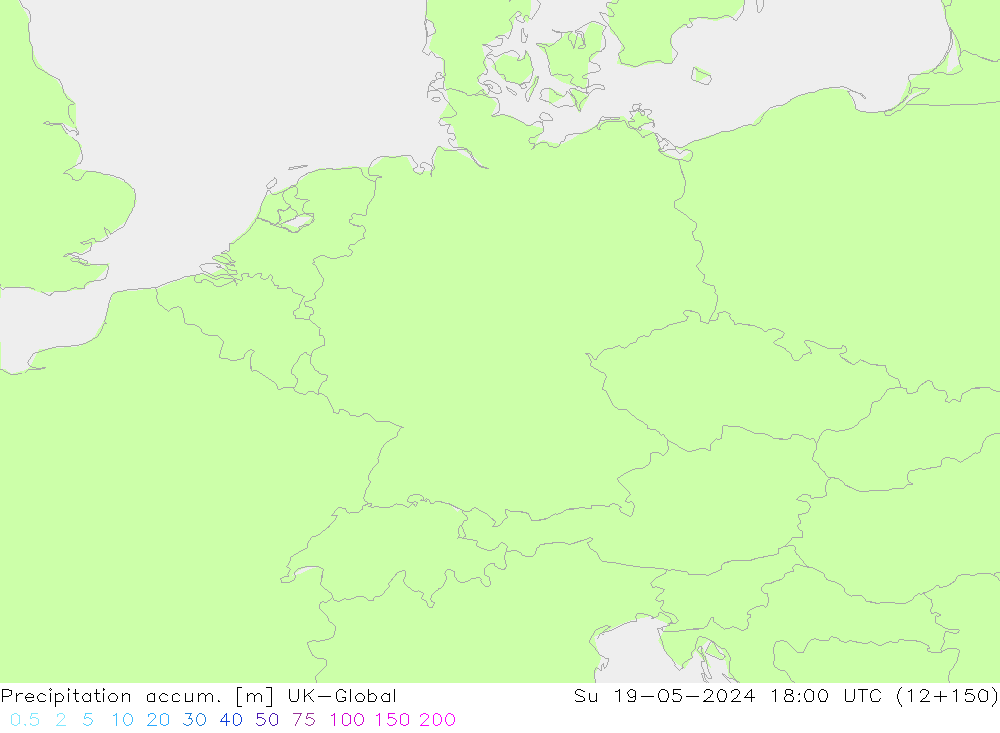 Precipitation accum. UK-Global dom 19.05.2024 18 UTC