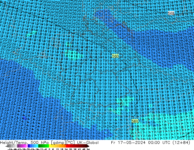 Hoogte/Temp. 500 hPa UK-Global vr 17.05.2024 00 UTC