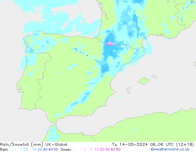Rain/Snowfall UK-Global mar 14.05.2024 06 UTC
