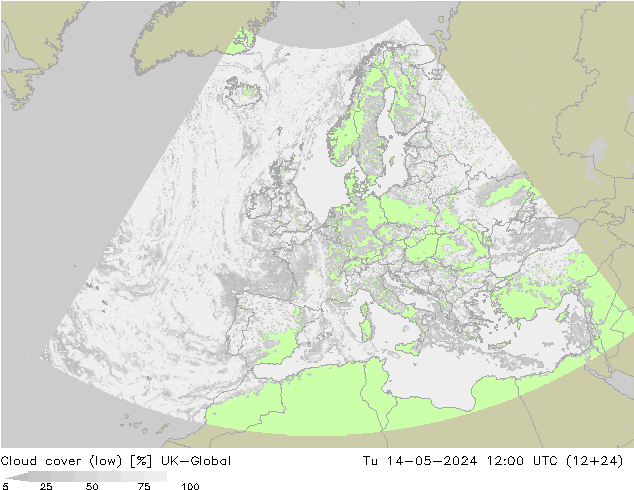 zachmurzenie (niskie) UK-Global wto. 14.05.2024 12 UTC