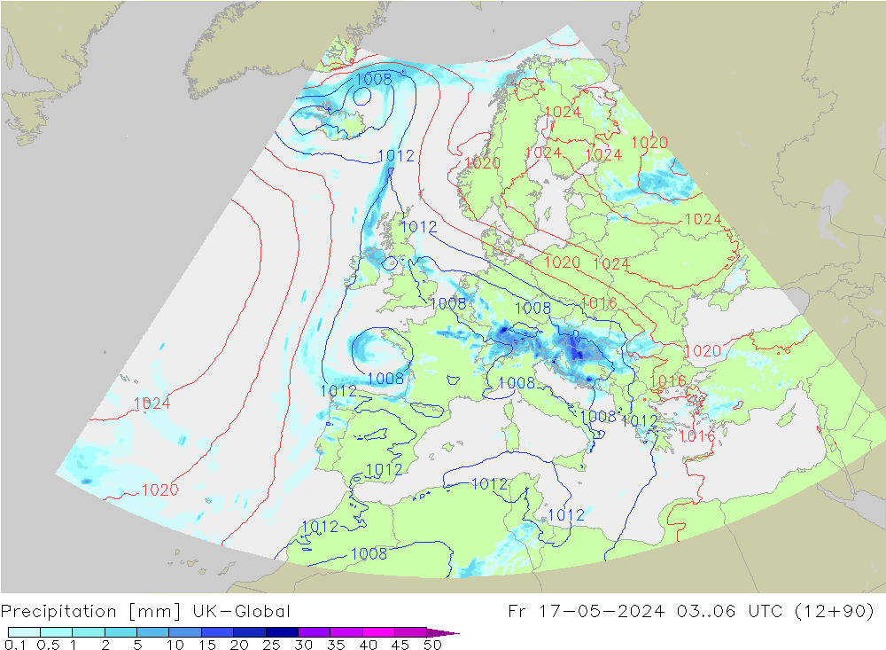 Srážky UK-Global Pá 17.05.2024 06 UTC