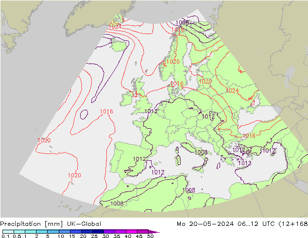 Precipitation UK-Global Mo 20.05.2024 12 UTC