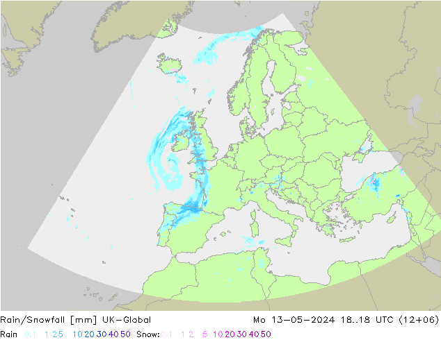 Lluvia/nieve UK-Global lun 13.05.2024 18 UTC