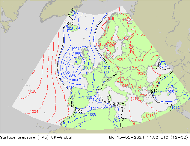 приземное давление UK-Global пн 13.05.2024 14 UTC