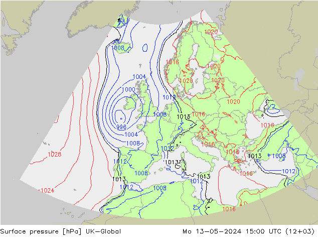 pressão do solo UK-Global Seg 13.05.2024 15 UTC