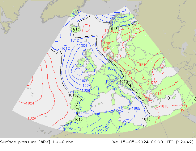Surface pressure UK-Global We 15.05.2024 06 UTC