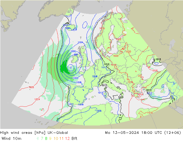 High wind areas UK-Global Mo 13.05.2024 18 UTC