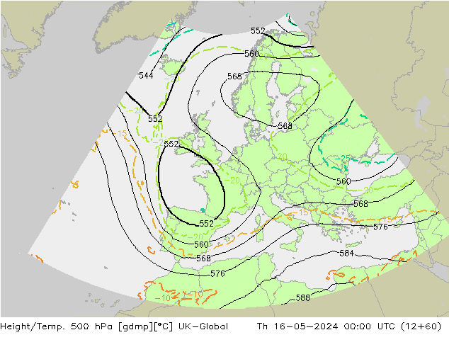 Yükseklik/Sıc. 500 hPa UK-Global Per 16.05.2024 00 UTC