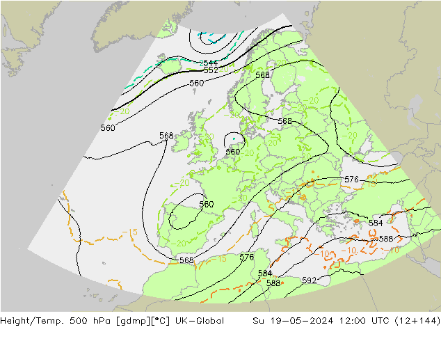 Hoogte/Temp. 500 hPa UK-Global zo 19.05.2024 12 UTC