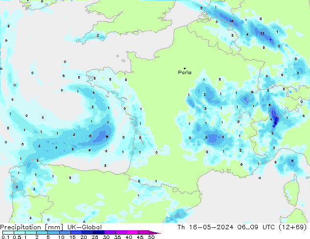 Precipitation UK-Global Th 16.05.2024 09 UTC