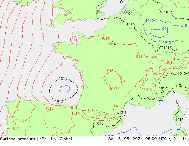 pression de l'air UK-Global sam 18.05.2024 06 UTC