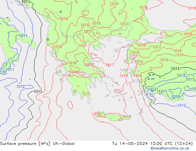приземное давление UK-Global вт 14.05.2024 12 UTC