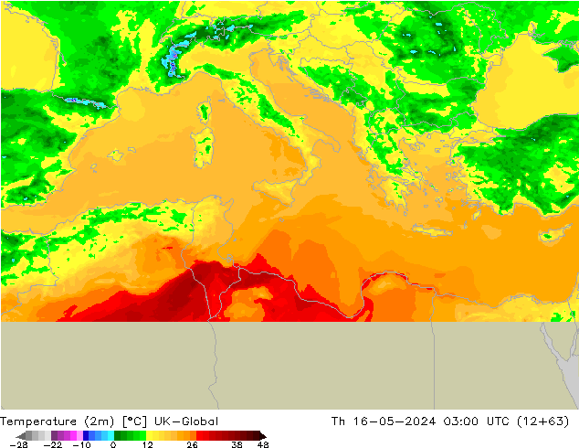 Sıcaklık Haritası (2m) UK-Global Per 16.05.2024 03 UTC