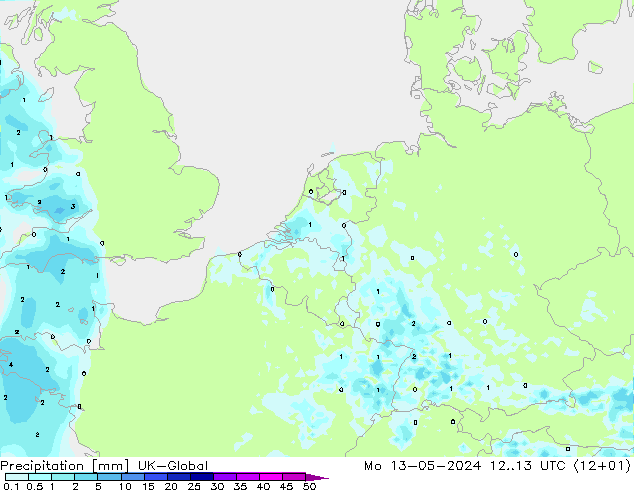 降水 UK-Global 星期一 13.05.2024 13 UTC