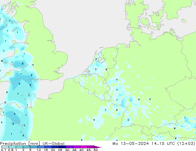降水 UK-Global 星期一 13.05.2024 15 UTC