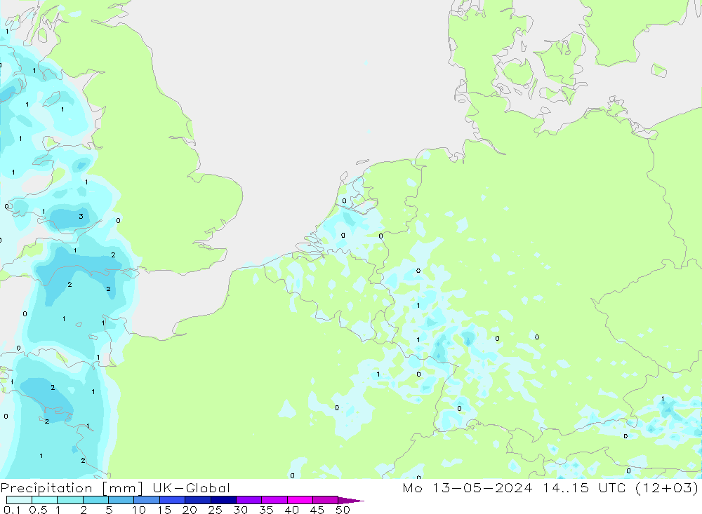 Precipitación UK-Global lun 13.05.2024 15 UTC