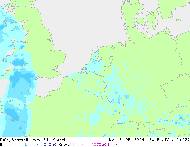 Lluvia/nieve UK-Global lun 13.05.2024 15 UTC