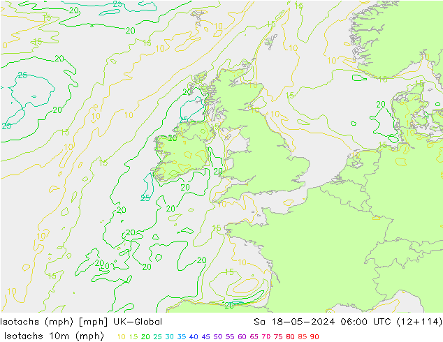 Isotachs (mph) UK-Global Sa 18.05.2024 06 UTC