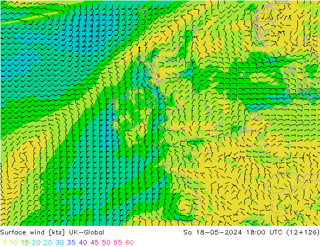 Surface wind UK-Global Sa 18.05.2024 18 UTC