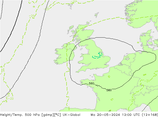 Hoogte/Temp. 500 hPa UK-Global ma 20.05.2024 12 UTC