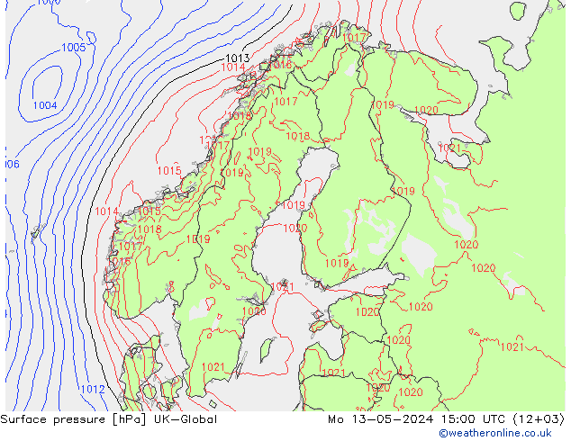 pressão do solo UK-Global Seg 13.05.2024 15 UTC