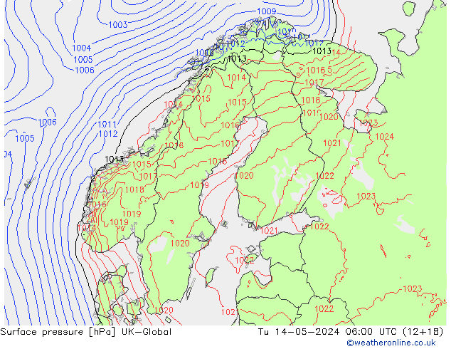 Luchtdruk (Grond) UK-Global di 14.05.2024 06 UTC