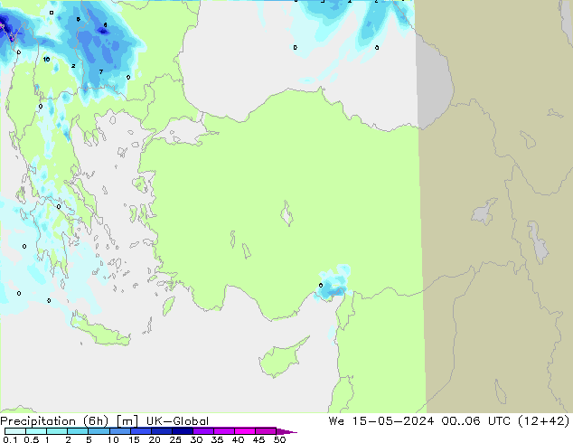 Precipitação (6h) UK-Global Qua 15.05.2024 06 UTC