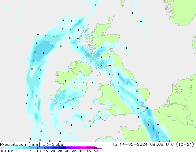 Precipitazione UK-Global mar 14.05.2024 09 UTC