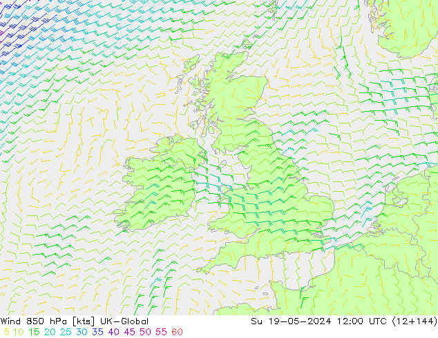 Wind 850 hPa UK-Global Su 19.05.2024 12 UTC