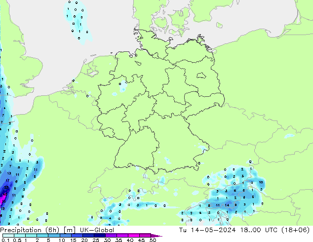 Precipitación (6h) UK-Global mar 14.05.2024 00 UTC