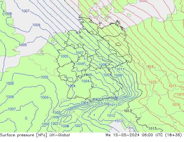pression de l'air UK-Global mer 15.05.2024 06 UTC