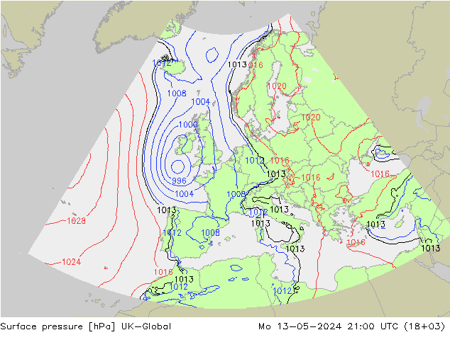 Presión superficial UK-Global lun 13.05.2024 21 UTC