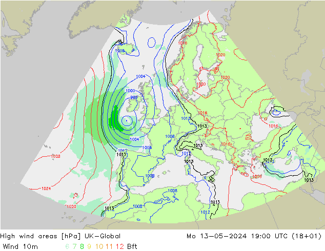 High wind areas UK-Global 星期一 13.05.2024 19 UTC