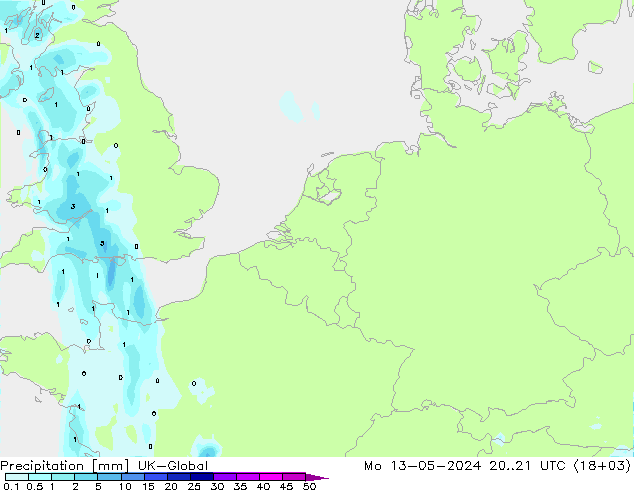 降水 UK-Global 星期一 13.05.2024 21 UTC