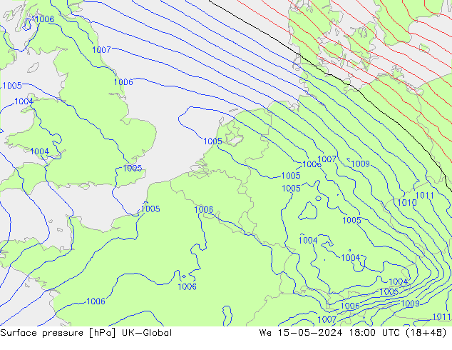 pression de l'air UK-Global mer 15.05.2024 18 UTC