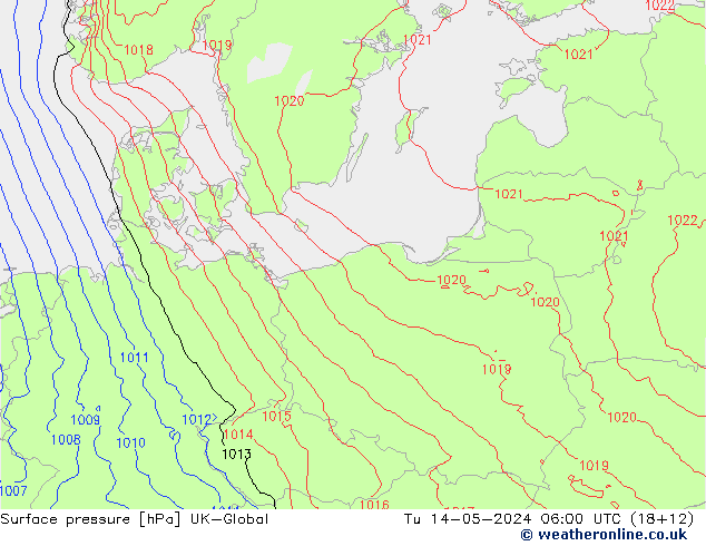 pression de l'air UK-Global mar 14.05.2024 06 UTC