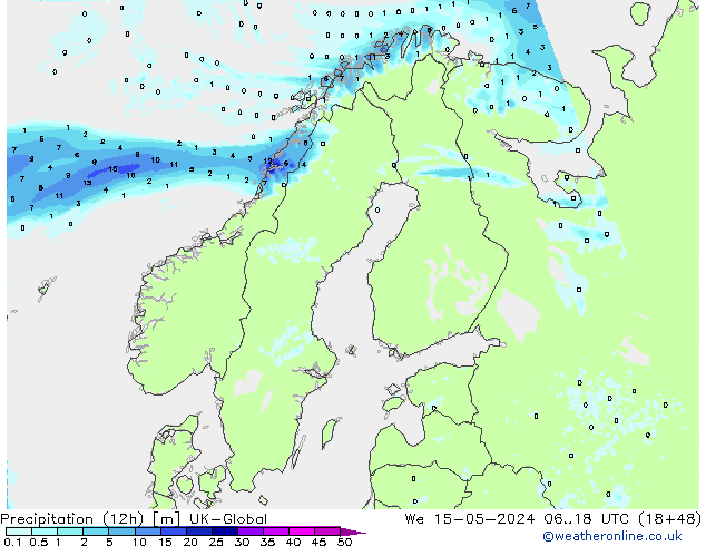 Precipitation (12h) UK-Global St 15.05.2024 18 UTC