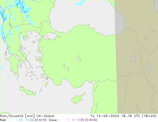 Rain/Snowfall UK-Global Tu 14.05.2024 18 UTC