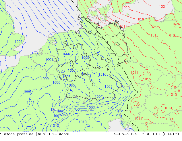 地面气压 UK-Global 星期二 14.05.2024 12 UTC