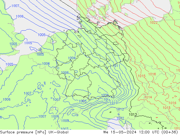 Luchtdruk (Grond) UK-Global wo 15.05.2024 12 UTC