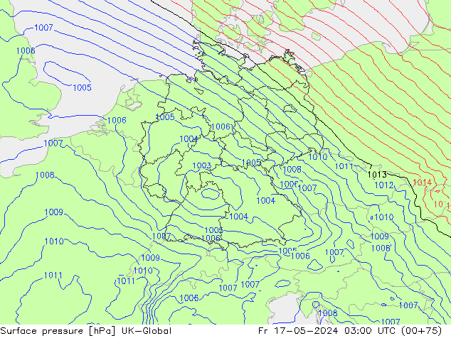 приземное давление UK-Global пт 17.05.2024 03 UTC