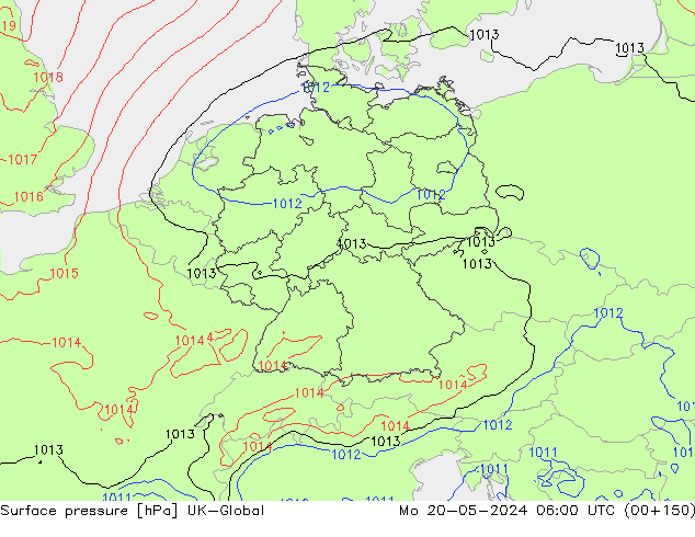 Presión superficial UK-Global lun 20.05.2024 06 UTC