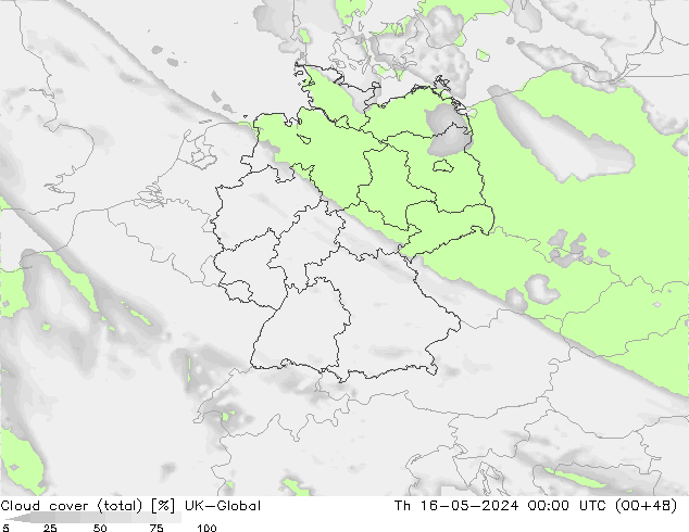Nubes (total) UK-Global jue 16.05.2024 00 UTC