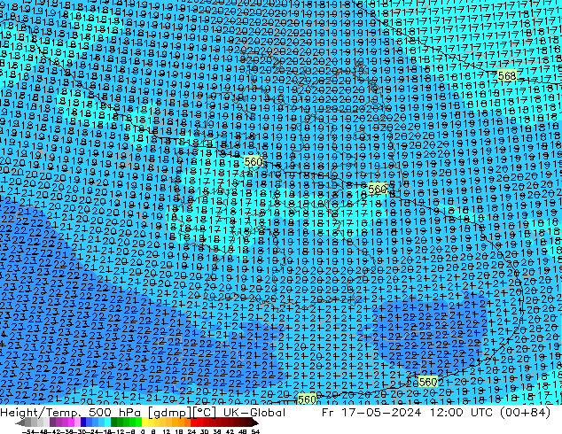 Hoogte/Temp. 500 hPa UK-Global vr 17.05.2024 12 UTC