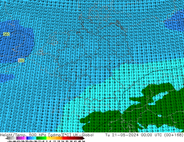 Géop./Temp. 500 hPa UK-Global mar 21.05.2024 00 UTC