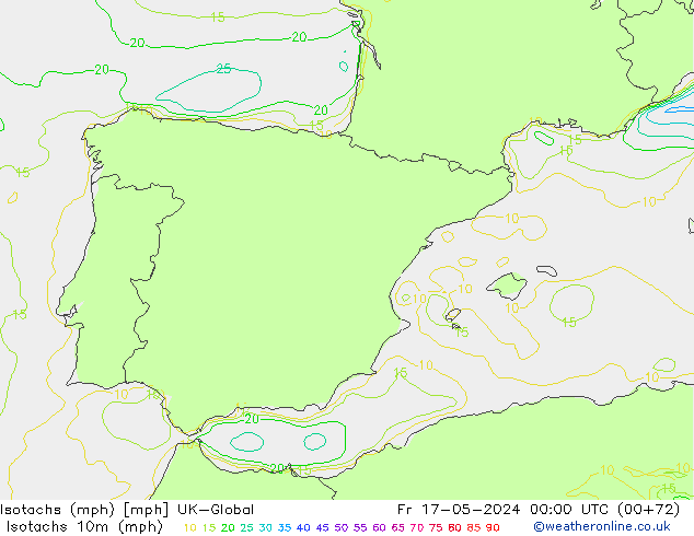 Izotacha (mph) UK-Global pt. 17.05.2024 00 UTC