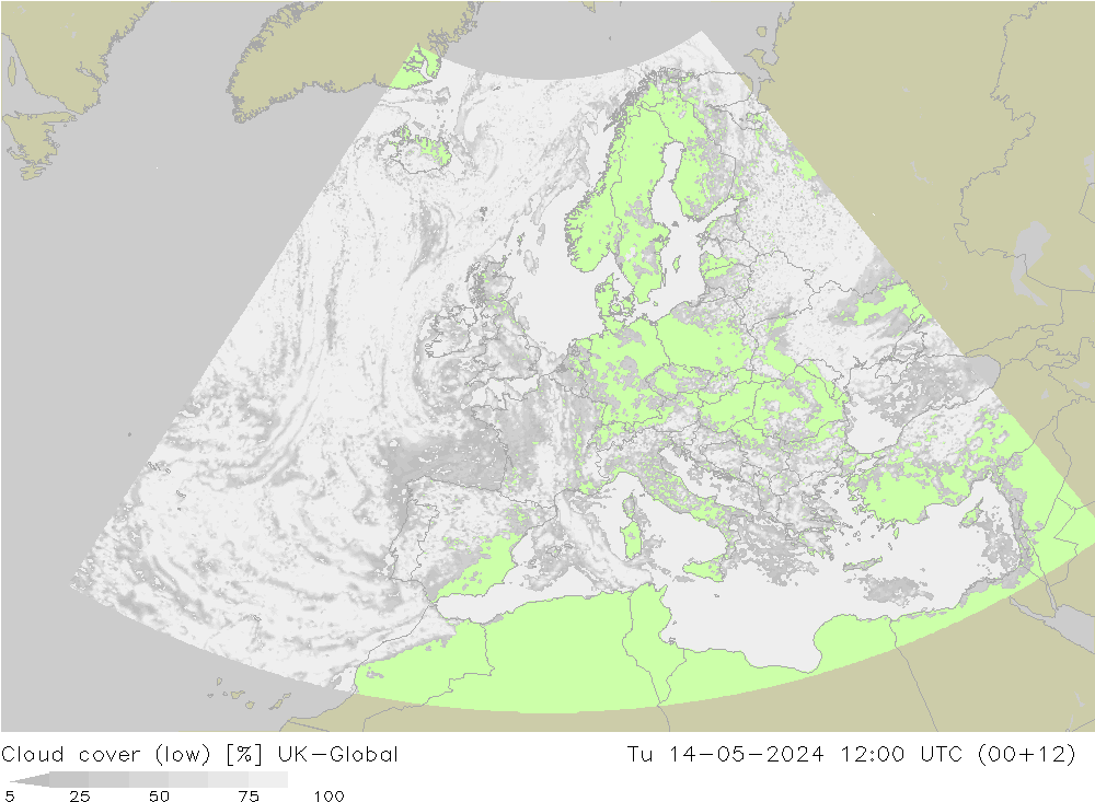 nízká oblaka UK-Global Út 14.05.2024 12 UTC