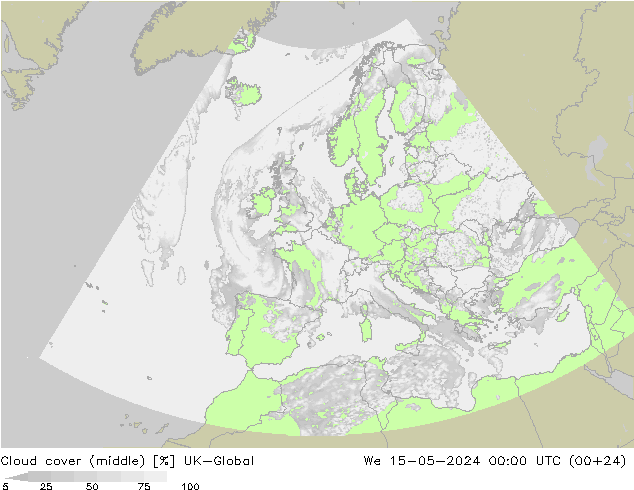 Cloud cover (middle) UK-Global We 15.05.2024 00 UTC