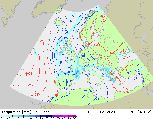 Neerslag UK-Global di 14.05.2024 12 UTC