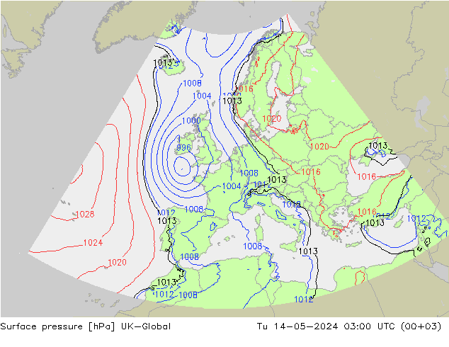Presión superficial UK-Global mar 14.05.2024 03 UTC